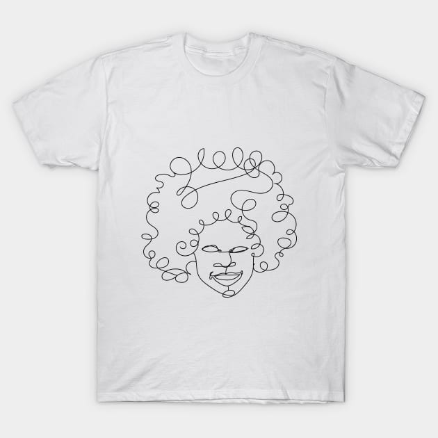 Curly hair girl outline T-Shirt by alterkiri